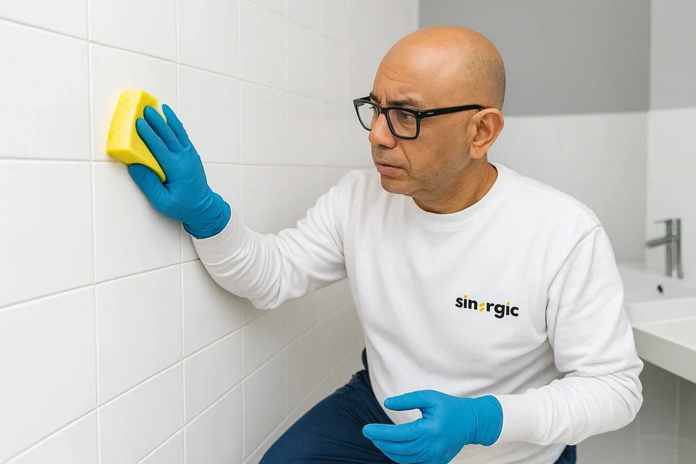 Pulizia di piastrelle sporche di pittura senza danneggiare lo smalto