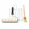 Kit rullo nylon pelo medio, pennello, rete per imbiancare