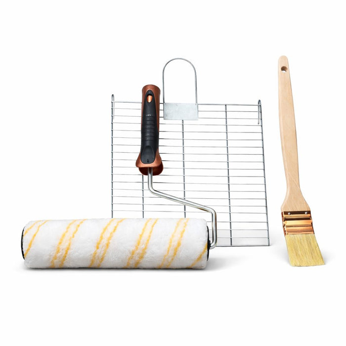 Kit con rullo in nylon a pelo medio, pennello e rete per imbiancare