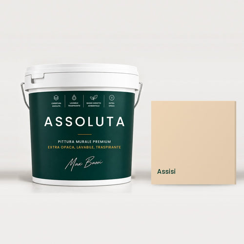 Assoluta Assisi, pittura murale opaca lavabile: secchio e campione colore 15x15