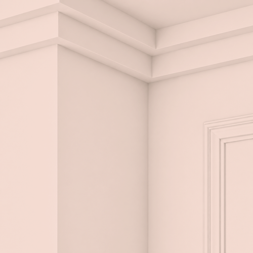 Angolo di parete dipinto con Assoluta Blush Mediterraneo, rosa delicato opaco lavabile