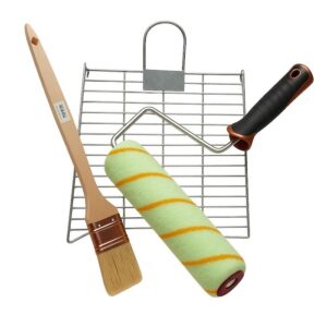 Kit rullo nylon pelo medio, pennello, rete per imbiancare